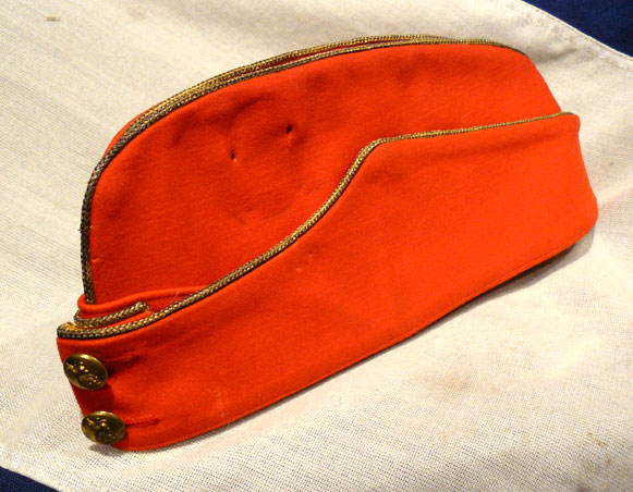 An Edwardian Colonel's Scarlet Cloth Sidecap, of 15th The Kings Hussars. With Gold Bullion Trim.