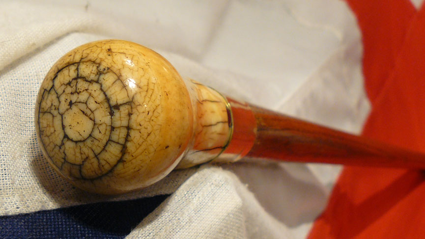A Superb Queen Anne, Early 18th Century Bone Topped Walking Dandy Cane