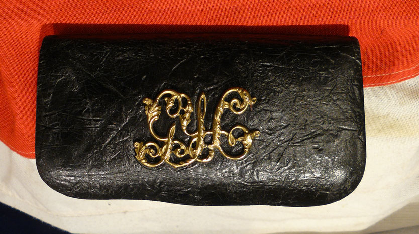 A Scarce, Black Leather, Victorian Gloucestershire Yeomanry Cavalry Ammunition Cross-Belt Pouch.