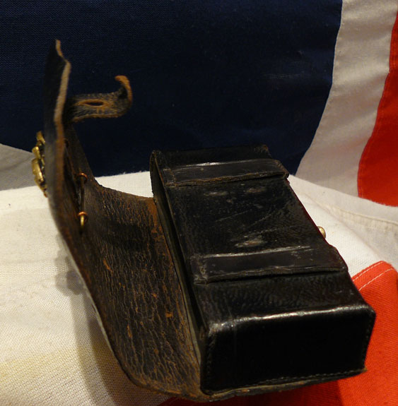 A Scarce, Black Leather, Victorian Gloucestershire Yeomanry Cavalry Ammunition Cross-Belt Pouch.