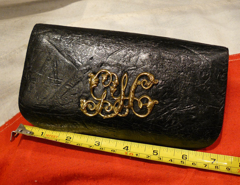 A Scarce, Black Leather, Victorian Gloucestershire Yeomanry Cavalry Ammunition Cross-Belt Pouch.