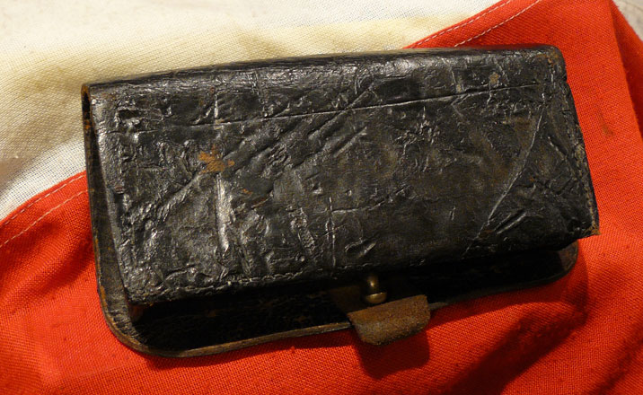 A Scarce, Black Leather, Victorian Gloucestershire Yeomanry Cavalry Ammunition Cross-Belt Pouch.