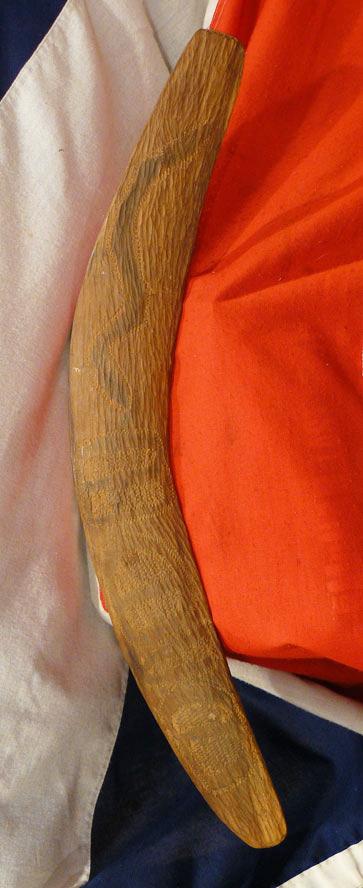 An Antique Australian Aboriginal Boomerang With an Elaborate, Super Chip Carving and Decoration