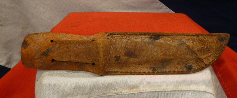 A WW2 'Bowie' Type Fighting Knife With Pressed Leather Grip