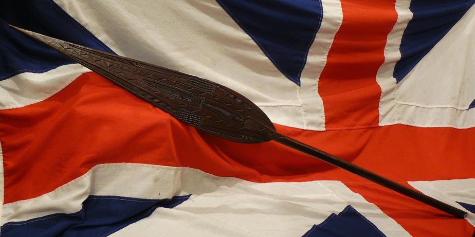 A Beautiful Antique African Tribal Carved Paddle-Spear Possibly of the Itsekiri People Or Even Benin