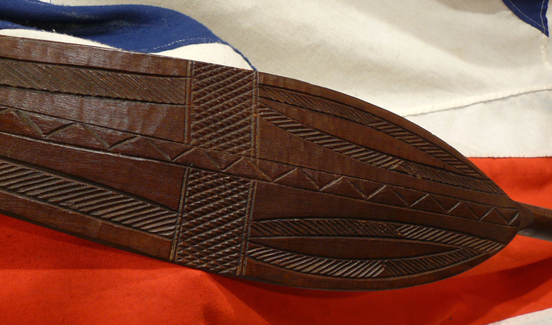 A Beautiful Antique African Tribal Carved Paddle-Spear Possibly of the Itsekiri People Or Even Benin