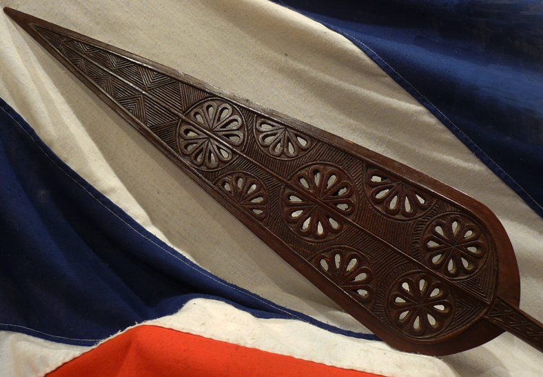 A Beautiful Antique African Tribal Art Carved Paddle-Spear Possiblt From The Itsekiri PeopleOr Even Benin