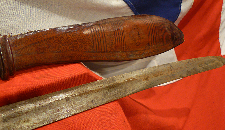Antique Mandingo Chieftain's Slave and Gold Trader Sword With Tattoo'd Leather Scabbard