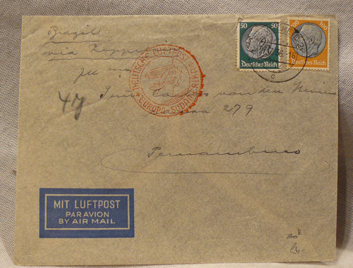 A Zeppelin Airship Post Letter, For Flight Returning to Berlin for The 1936 Olympics, on the Brazil to Germany Flight, 27 July 1936