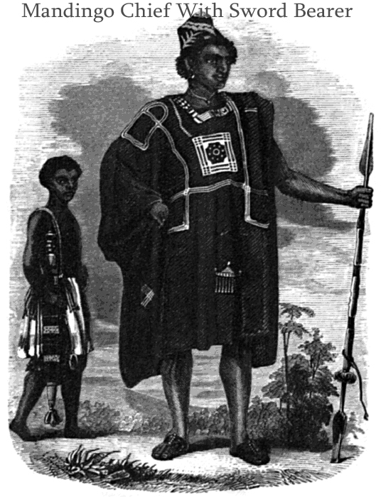 19th Century, Antique, Mandingo Mandinka Chief's Slave and Gold Trader's Sword With Tattooed-Leather Covered Wooden Scabbard