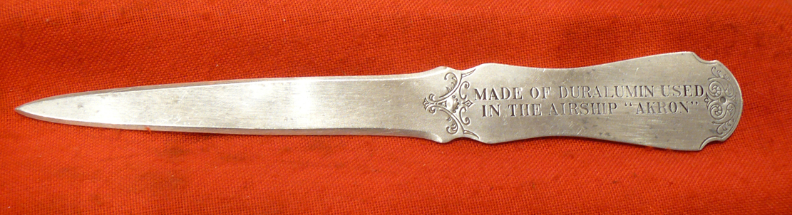 An Original Desk Paperknife Made From Duralumin Of Airship USS Akron