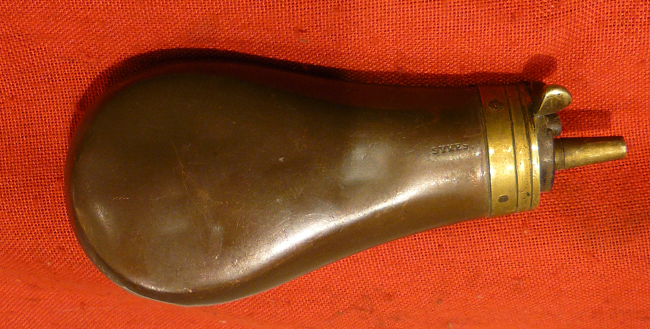 A Good 19th Century Sykes Pistol Powder Flask
