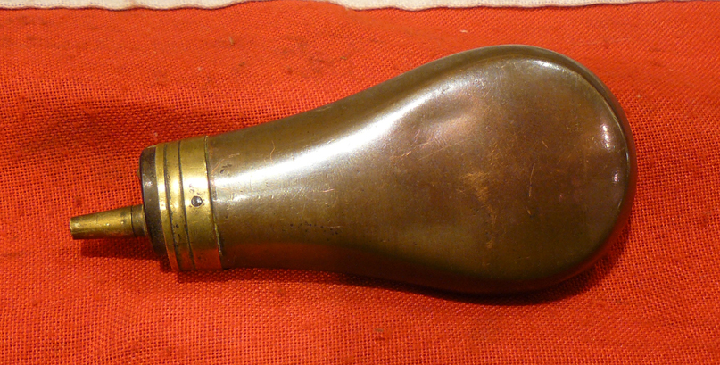 A Good 19th Century Sykes Pistol Powder Flask