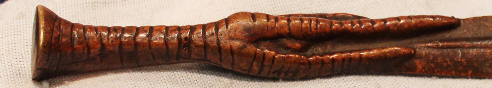 An Antique 'Claw and Feather' Bronze Paper Knife or a “Unicorn” Page Turner.