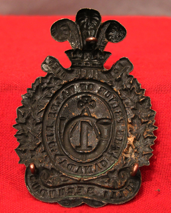 Rare 1860's Canadian Ist Prince of Wales Rifle Volunteer Regt. Shako Plate