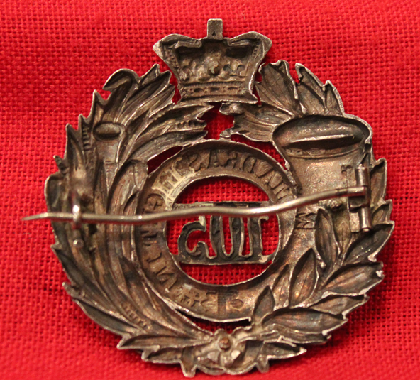 A Most Rare Victorian, Anglo Indian, British Raj, Silver 105th (Madras Light Infantry) Officer Glengarry Badge