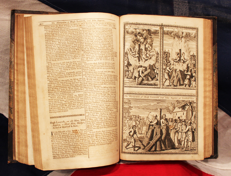 A Large Volume of Foxe's Book of Martyrs 1570, by An Impartial Hand. Detailing the Burning at the Stake of the Protestant Martyrs Under Queen ‘Bloody’ Mary the 1st’s Rule, Published 1741, Formerly Part of the Richard Hoare Collection.