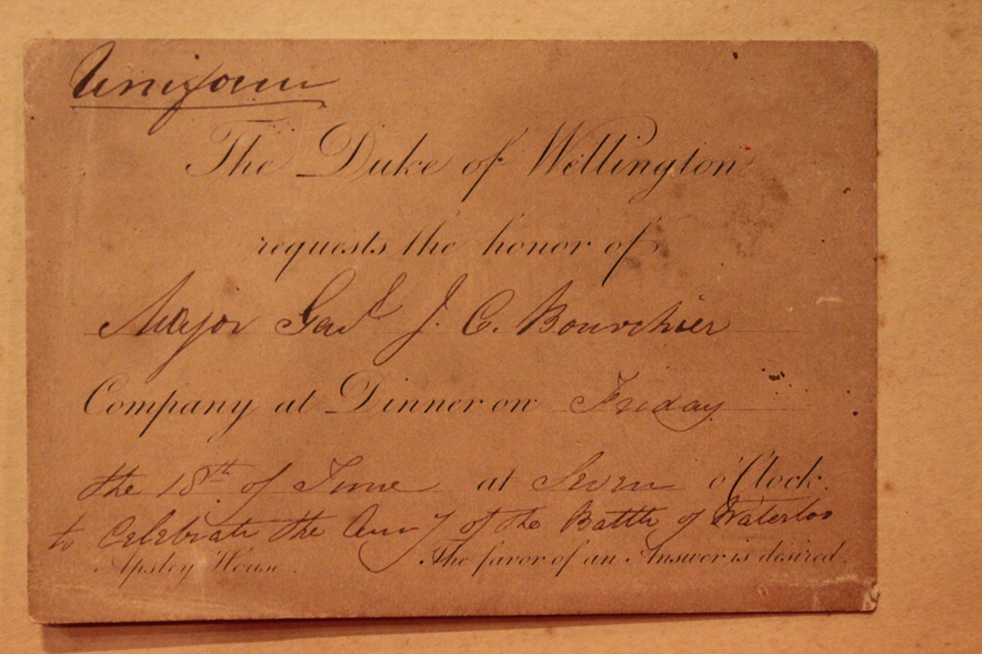 An Invitation From the Duke of Wellington To Lt Gen Bourchier of Waterloo For the Waterloo Banquet at Apsley House