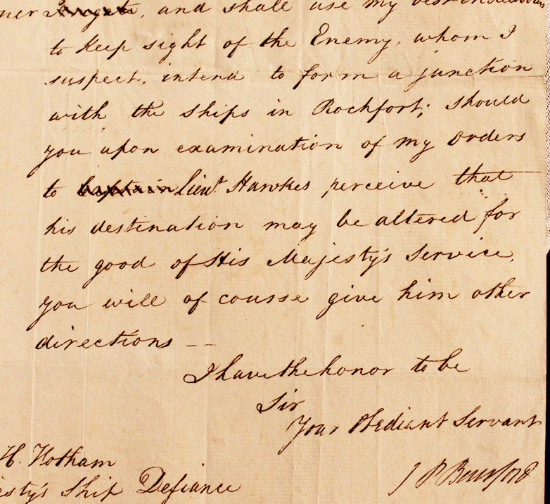 A Despatch From Commodore James Poo Beresford HMS Theseus 2 Feb 1809