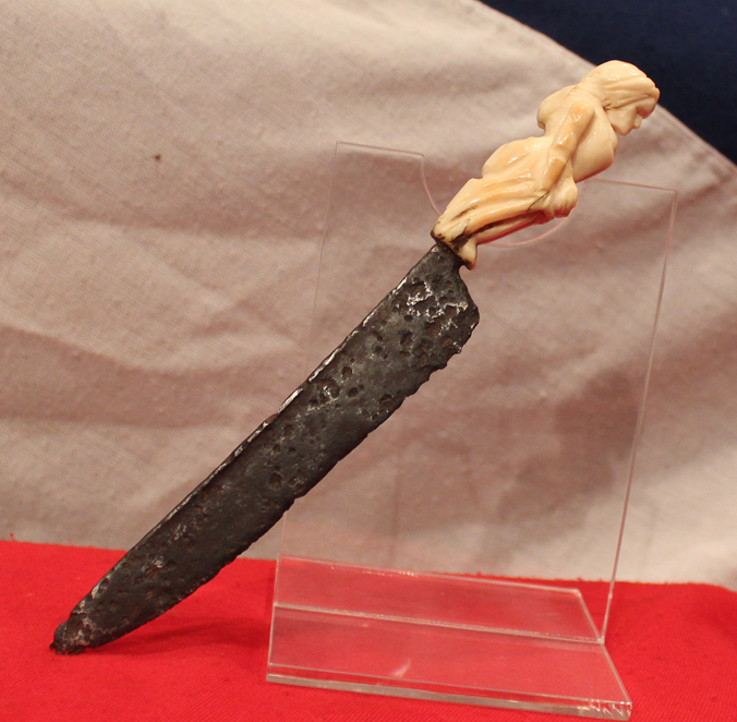 A Most Beautiful and Very Rare Medieval Tudor Period Erotically Carved Bone Hilted Knife or Dagger 500 to 600 Years Old