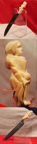 A Most Beautiful and Very Rare Medieval Tudor Period Erotically Carved Bone Hilted Knife or Dagger 500 to 600 Years Old