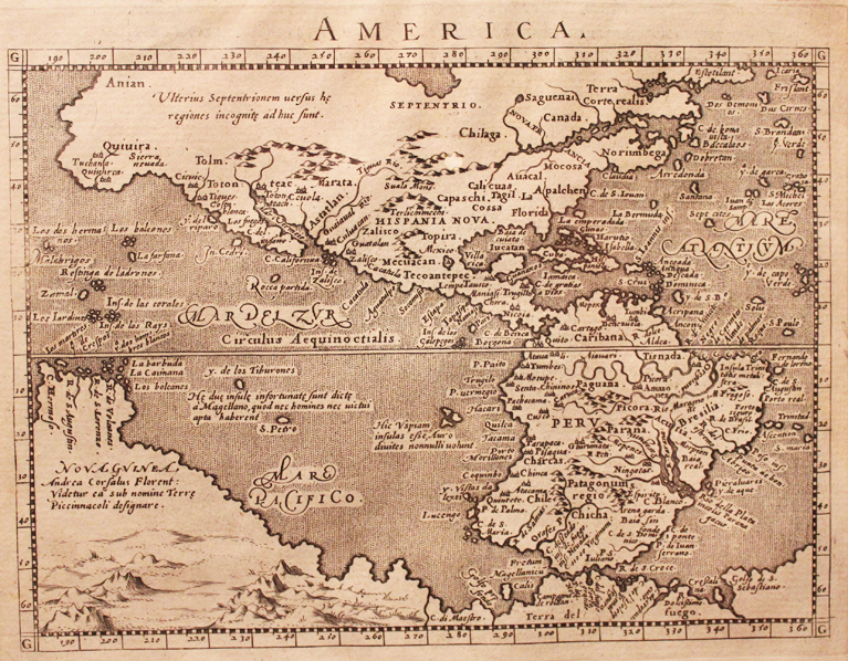 A Wonderful Original 16th Century Map of America By Giovanni Antonio Magini