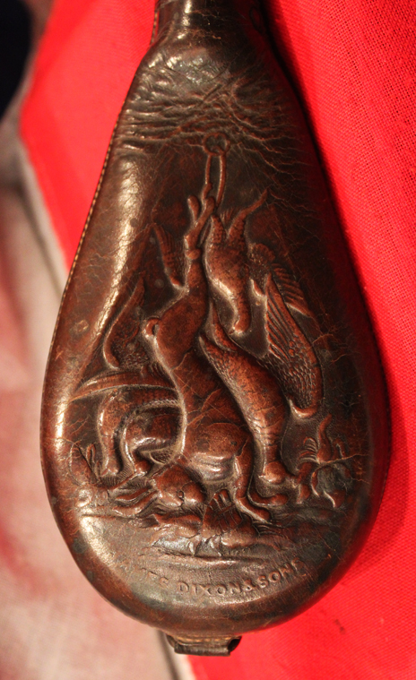 A 19th Century Leather Shot Flask By Renown Maker James Dixon and Son