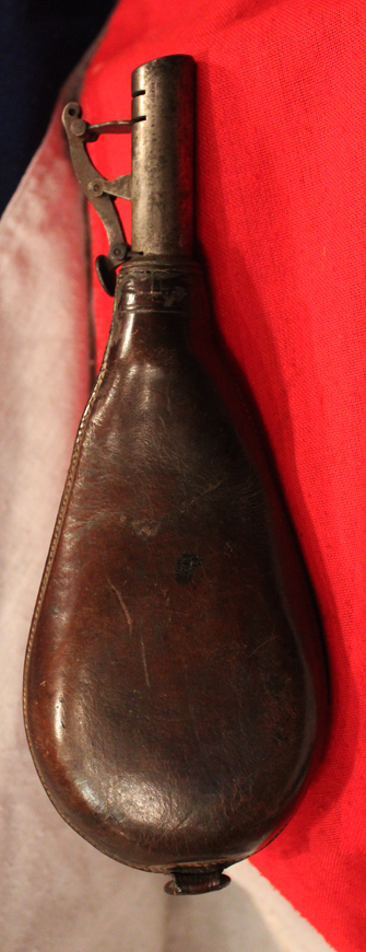 A 19th Century Leather Shot Flask By Renown Maker James Dixon and Son