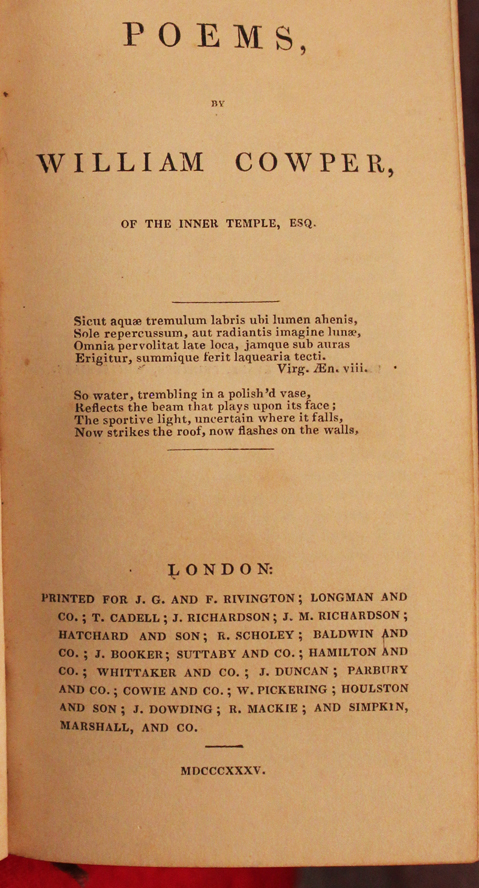 A Wonderful Collection of Cowper's Evocative Poetry. Stunningly Bound