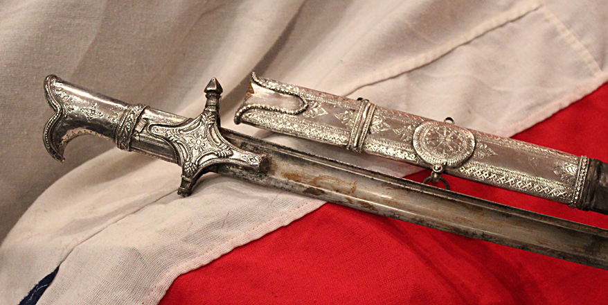 A Rare & Beautiful French, Napoleonic Wars Era Silver Mounted Sword a 'Sabre d'Officier Superieur a Monture a L'Orientale, With French Napoleonic Blade Inscription, Circa 1801