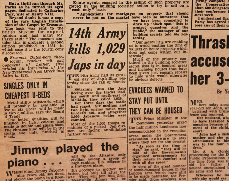 An April 13th 1945 Daily Mirror Roosevelt Dies Headline Newspaper
