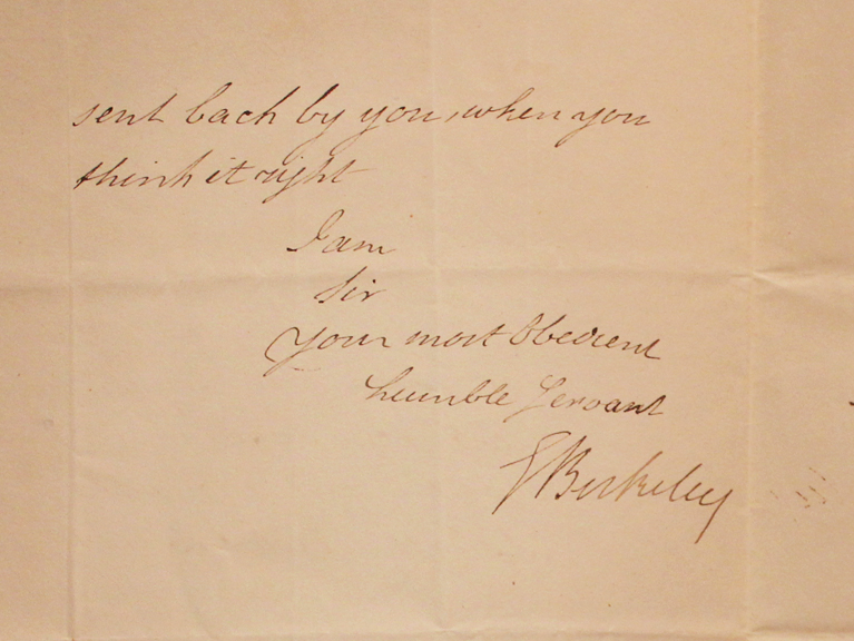 A Very Fine And Historical Signed Letter From Admiral Sir G.C.Berkeley Aboard HMS Ganges 1809. From The Admiral That According to Many Historians Personally Instigated The War of 1812 With America, By Ordering The Attack On USS Chesapeake by HMS Leopard