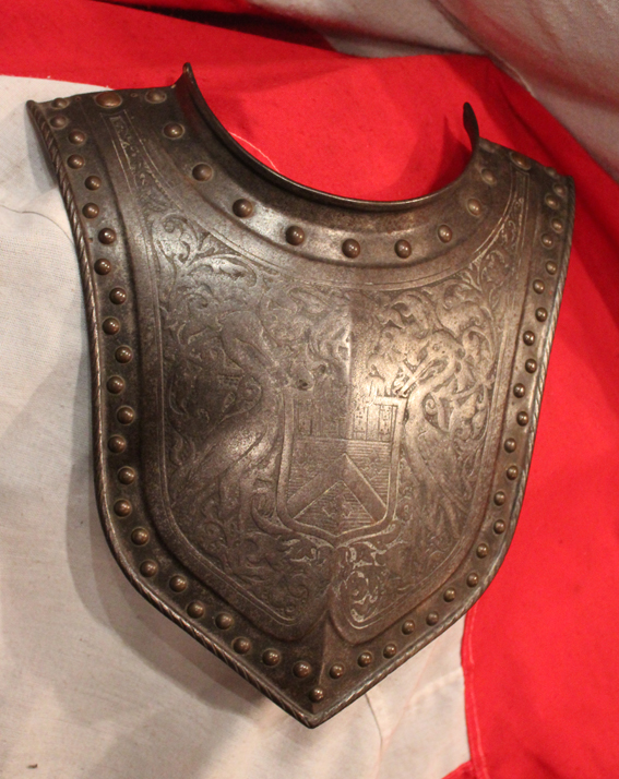 A Most Fine Tudor Heraldic Crested Steel Armour Gorget of a Duke
