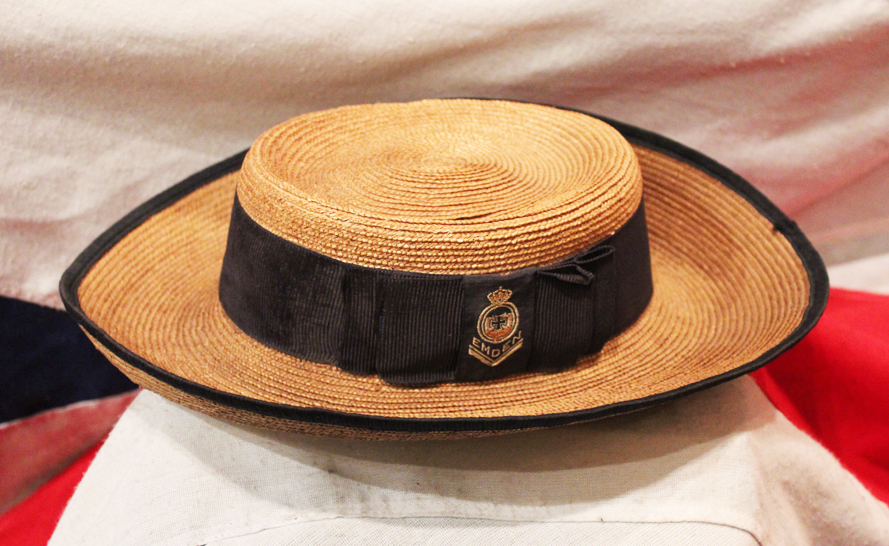 A Superb and Very Rare Imperial German Naval Service Issue Straw Hat From SMS Emden One of The Most Famous Warships of WW1, It Sunk or Captured 23 Allied Ships, and 60 Allied Ships Took Part in the ‘Hunt-for-the-Emden’ Before She Was Sunk.