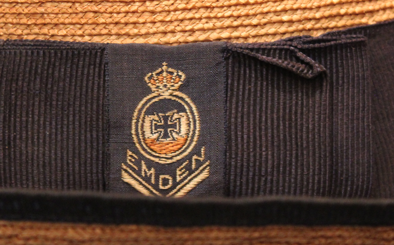 A Superb and Very Rare Imperial German Naval Service Issue Straw Hat From SMS Emden One of The Most Famous Warships of WW1, It Sunk or Captured 23 Allied Ships, and 60 Allied Ships Took Part in the ‘Hunt-for-the-Emden’ Before She Was Sunk.