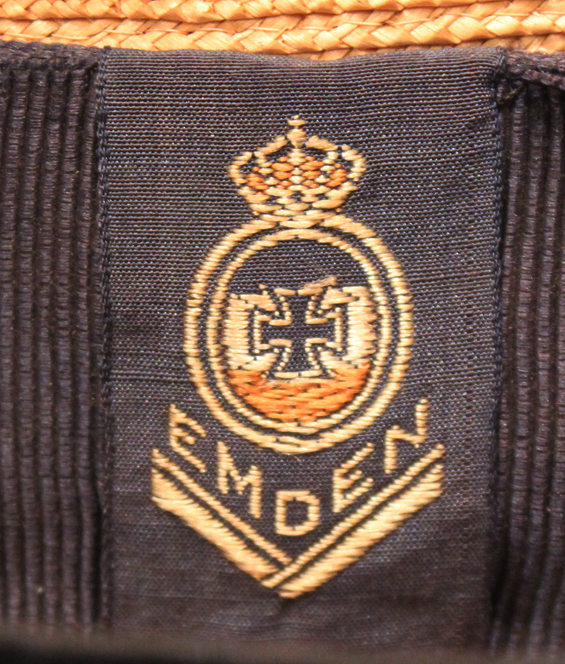 A Superb and Very Rare Imperial German Naval Service Issue Straw Hat From SMS Emden One of The Most Famous Warships of WW1, It Sunk or Captured 23 Allied Ships, and 60 Allied Ships Took Part in the ‘Hunt-for-the-Emden’ Before She Was Sunk.
