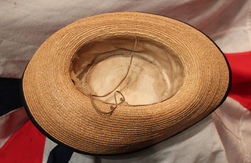 A Superb and Very Rare Imperial German Naval Service Issue Straw Hat From SMS Emden One of The Most Famous Warships of WW1, It Sunk or Captured 23 Allied Ships, and 60 Allied Ships Took Part in the ‘Hunt-for-the-Emden’ Before She Was Sunk.