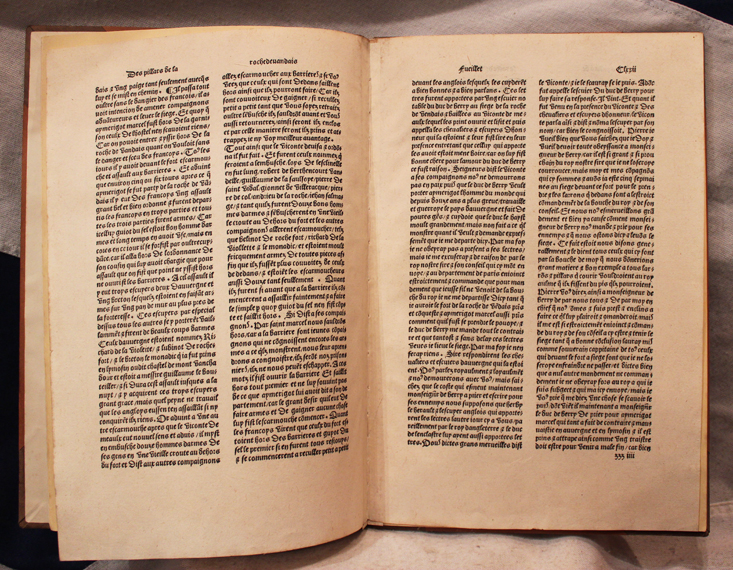 Two Original Medieval Pages From Sir John Froissart's Chronicles Of France Printed in 1495, of the 14th Century, From The Printing Personally Ordered By King Henry VIIth Of England.