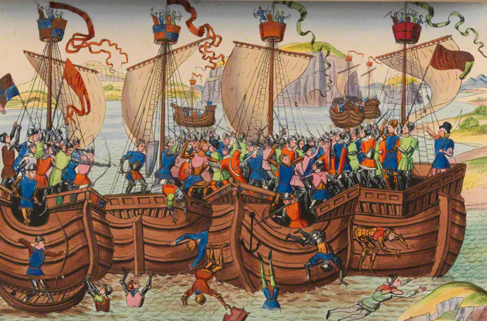 Two Original Medieval Pages From Sir John Froissart's Chronicles Of France Printed in 1495, of the 14th Century, From The Printing Personally Ordered By King Henry VIIth Of England.