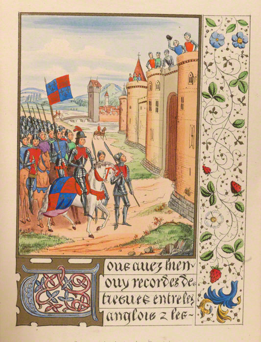 Two Original Medieval Pages From Sir John Froissart's Chronicles Of France Printed in 1495, of the 14th Century, From The Printing Personally Ordered By King Henry VIIth Of England.