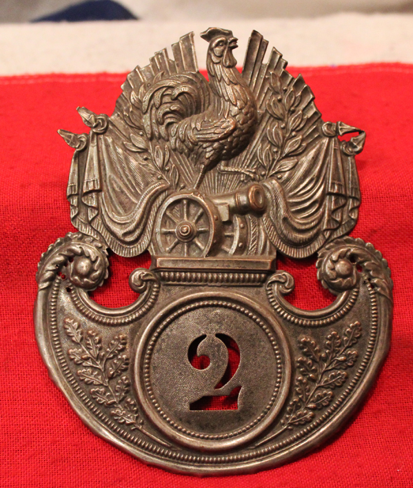 A French 1830's Belltop Shako Helmet Plate 2nd Regiment
