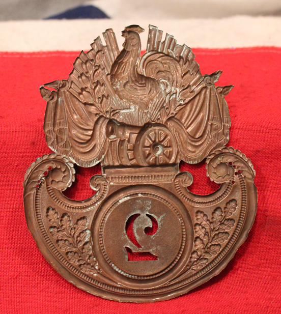 A French 1830's Belltop Shako Helmet Plate 2nd Regiment