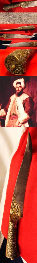 An Absolutely Stunning Museum Piece & Fit For A Prince, An 18th-19th Century Wootz Steel & Gold Dagger. Likely Made for A Turkish, Ottoman Empire Pasha Or Noble Of the Highest Status. Napoleonic Wars Period. As Worn By A Grand Vizier of the Ottoman Empire