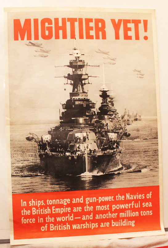 Mightier Yet! A Superb and Original, Large, British WW2 Propaganda Poster For the Royal Navy. A Fabulous Historical Piece of Interior Decorative Art