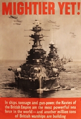 Mightier Yet! A Superb and Original, Large, British WW2 Propaganda Poster For the Royal Navy. A Fabulous Historical Piece of Interior Decorative Art