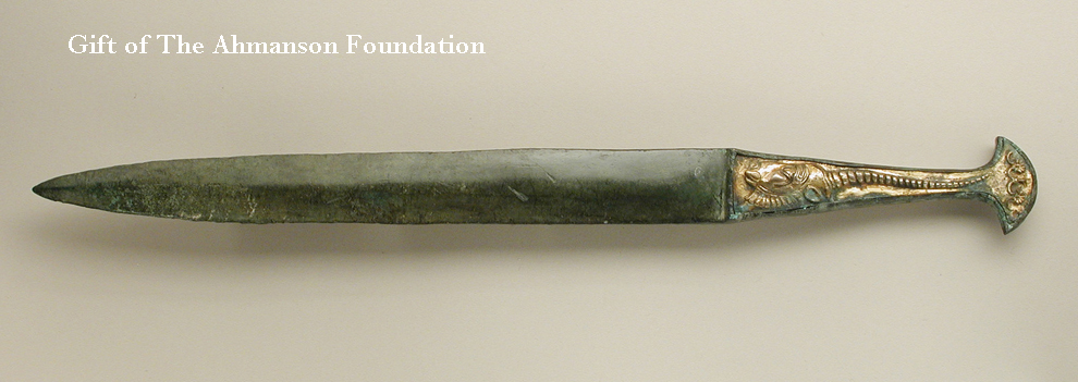 An Original & Beautiful Ancient & Archaic Warrior's Dagger of the Trojan Wars Era. A Bronze Long Dagger Circa 1200 bc Around 3200 Years Old, in Superb Condition With All Its Original Age Patination Intact