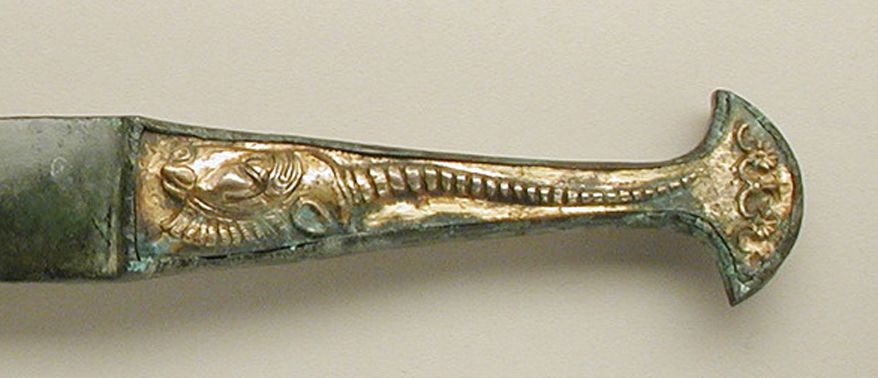 An Original & Beautiful Ancient & Archaic Warrior's Dagger of the Trojan Wars Era. A Bronze Long Dagger Circa 1200 bc Around 3200 Years Old, in Superb Condition With All Its Original Age Patination Intact