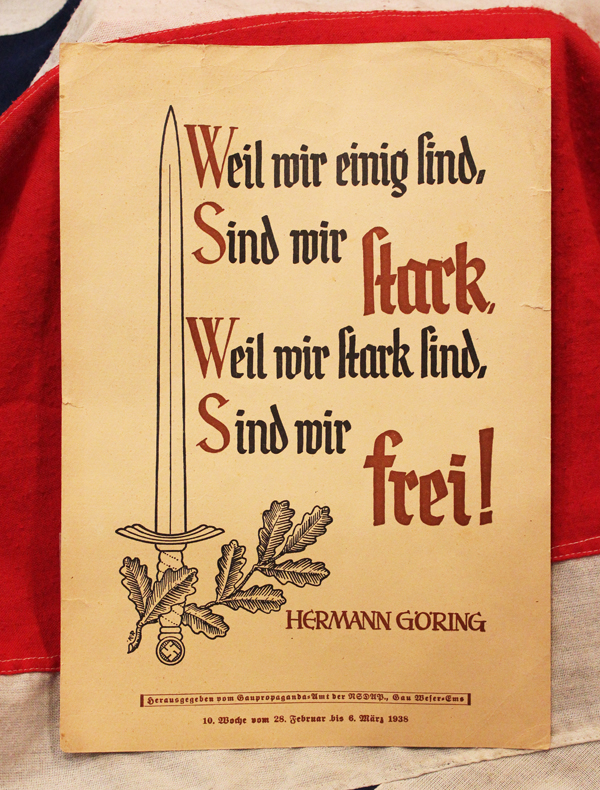 Reich Marshall Herman Goering Small Propaganda Poster With Luftwaffe Sword