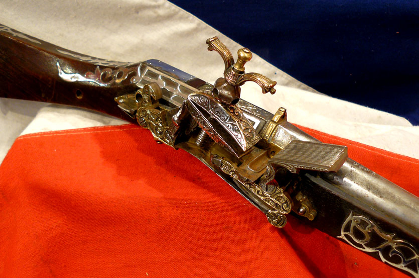 A Truly Exceptional, Original, Highest Grade Napoleonic Wars Period Antique Museum Piece, Likely Made For Ali Pasha. An All Silver Mounted Miquelet Long Gun of , Early 19th Century Of Royal Status. Monogrammed & Dated 1814 Barrel & Signed Lock