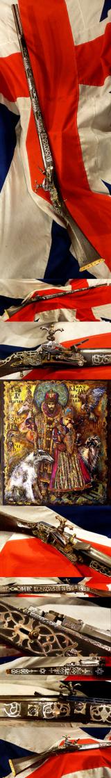 A Truly Exceptional, Original, Highest Grade Napoleonic Wars Period Antique Museum Piece, Likely Made For Ali Pasha. An All Silver Mounted Miquelet Long Gun of , Early 19th Century Of Royal Status. Monogrammed & Dated 1814 Barrel & Signed Lock